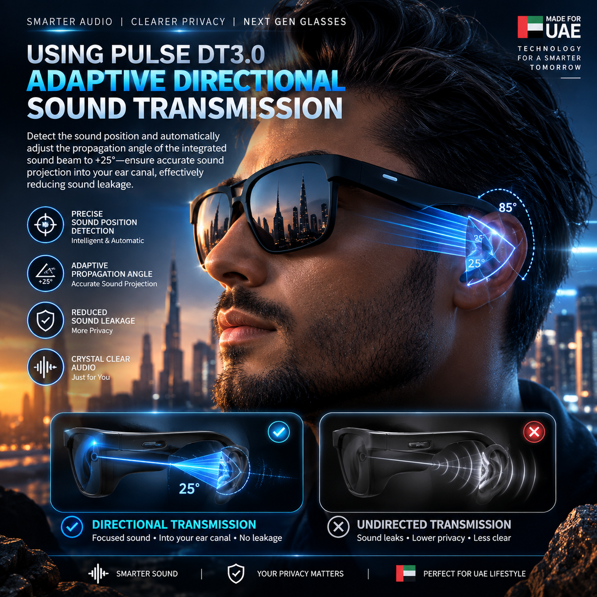 GS8 - Wireless Bluetooth Smart Glasses